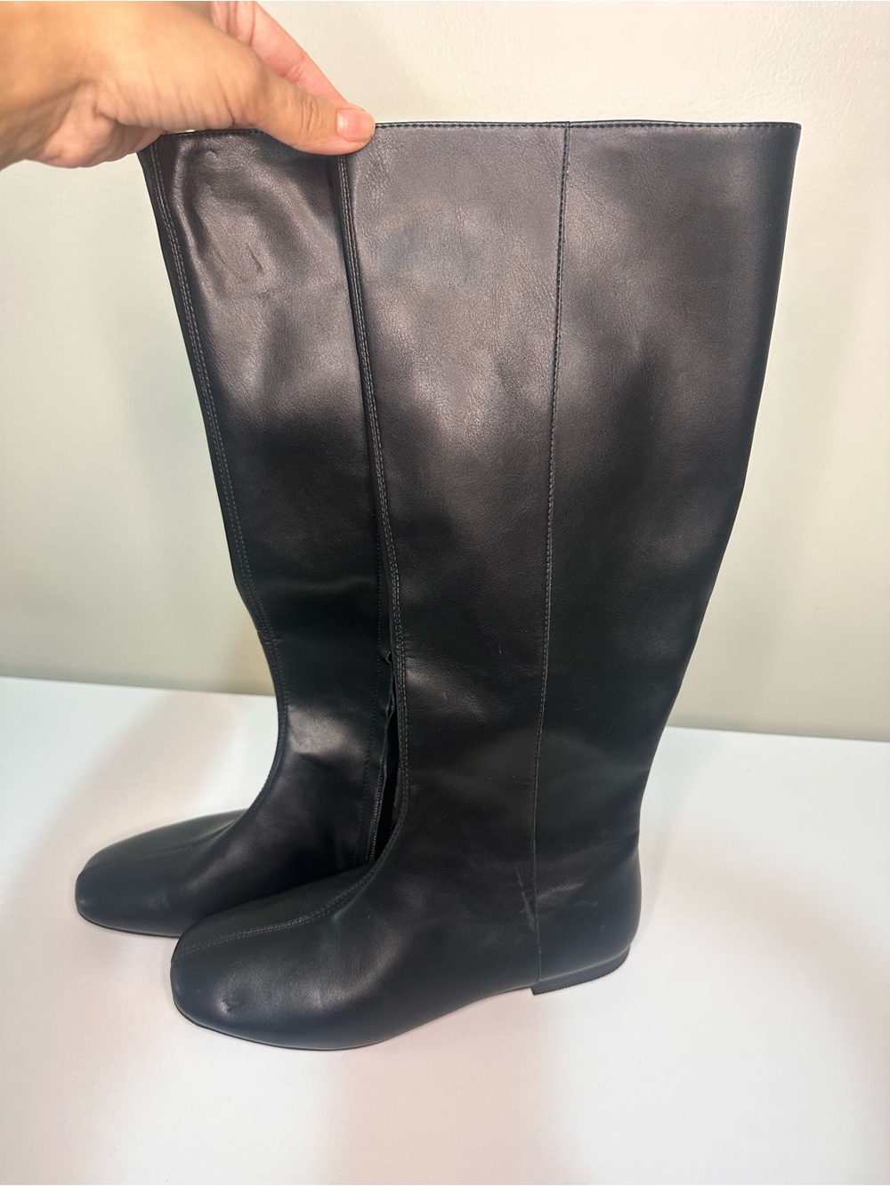 Time and Tru Black Over-the-Knee Leather Boots